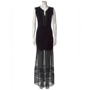 MAJE Lace Pattern Long Dress Size 1, Black